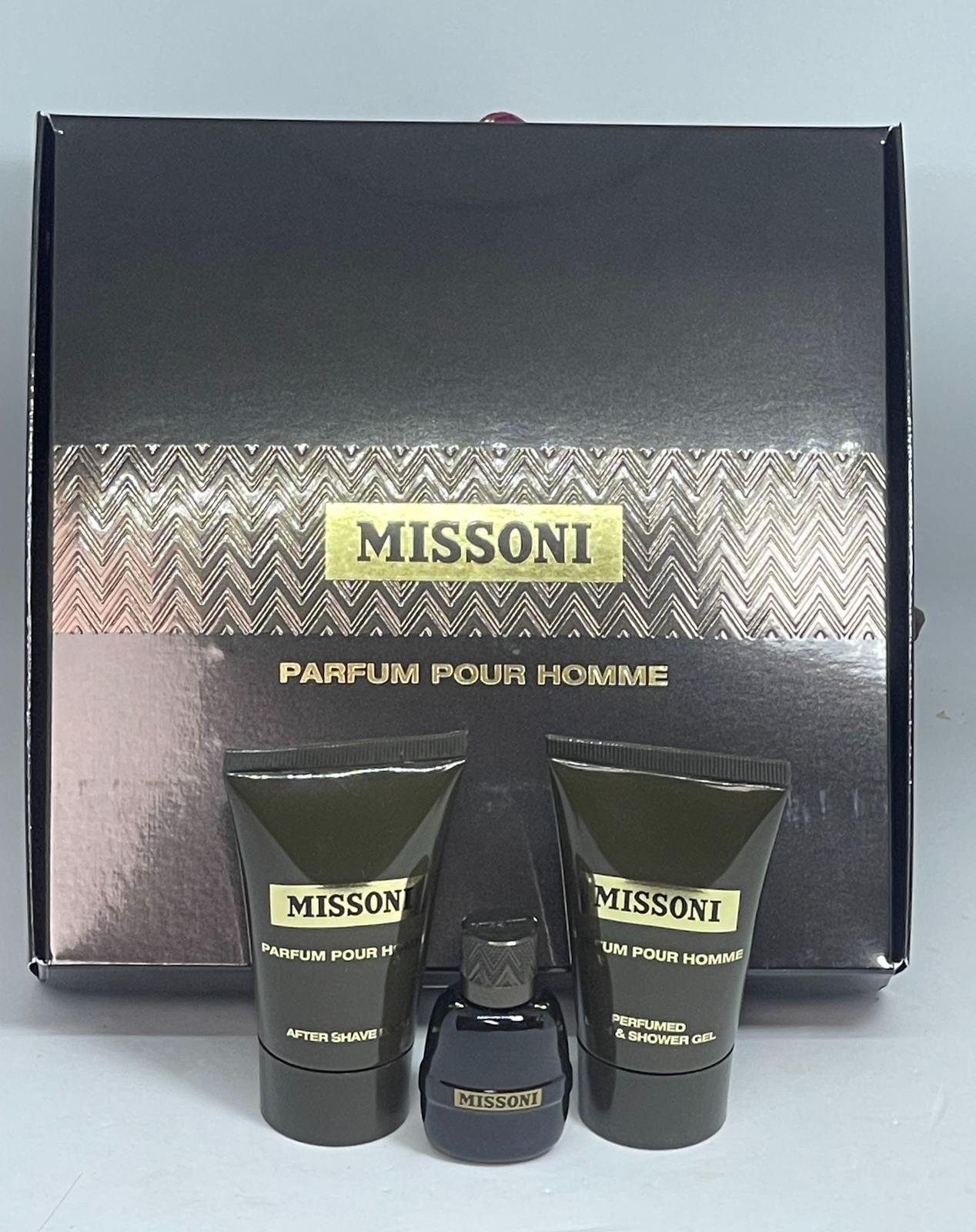 Missoni Parfum For Men 3 Pc Set-Shower Gel ~ After Shave Balm ~ EDP Splash – NIB