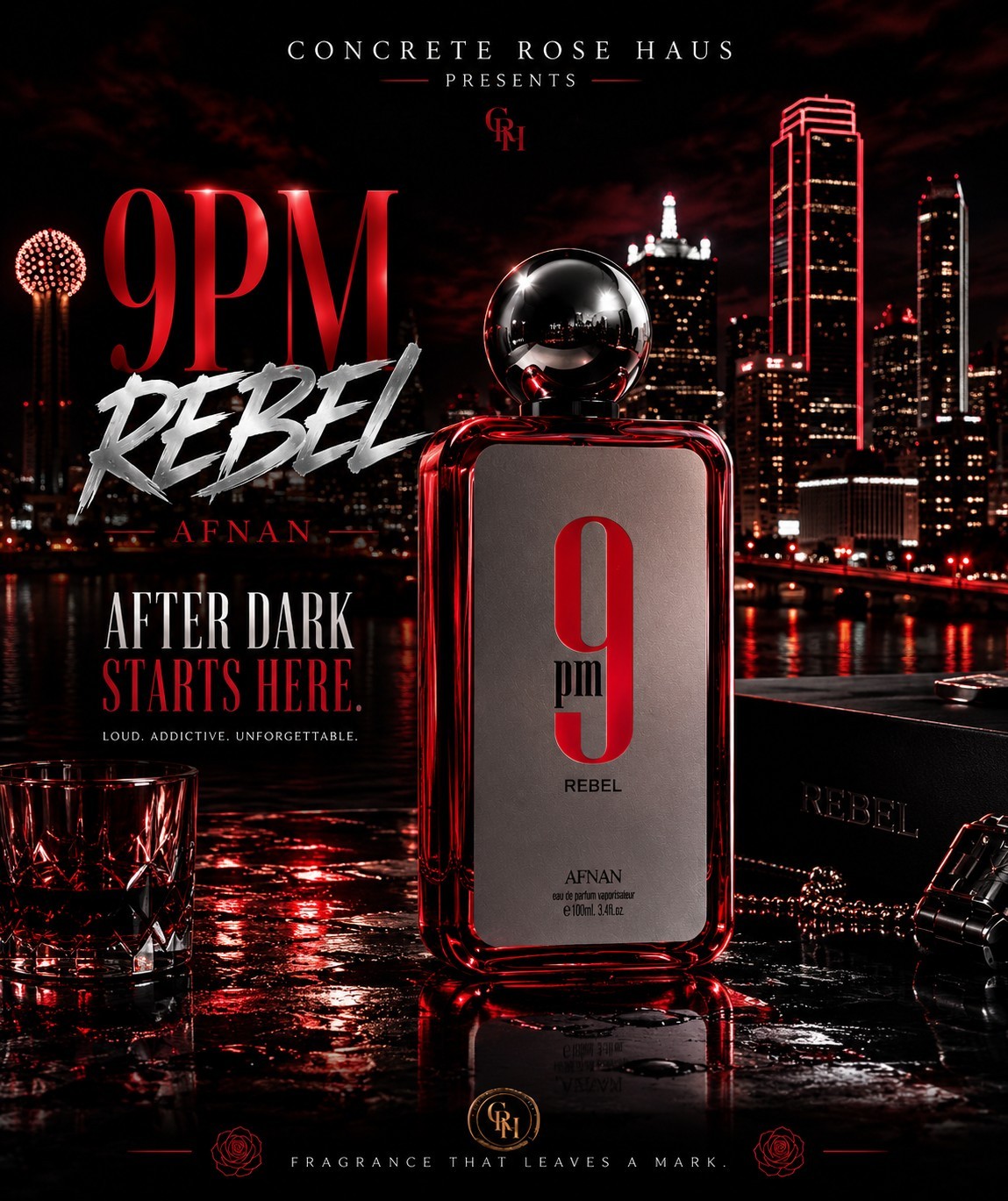 Afnan 9PM Rebel Eau de Parfum Spray 3.4 fl oz | Pineapple Vanilla Cedar