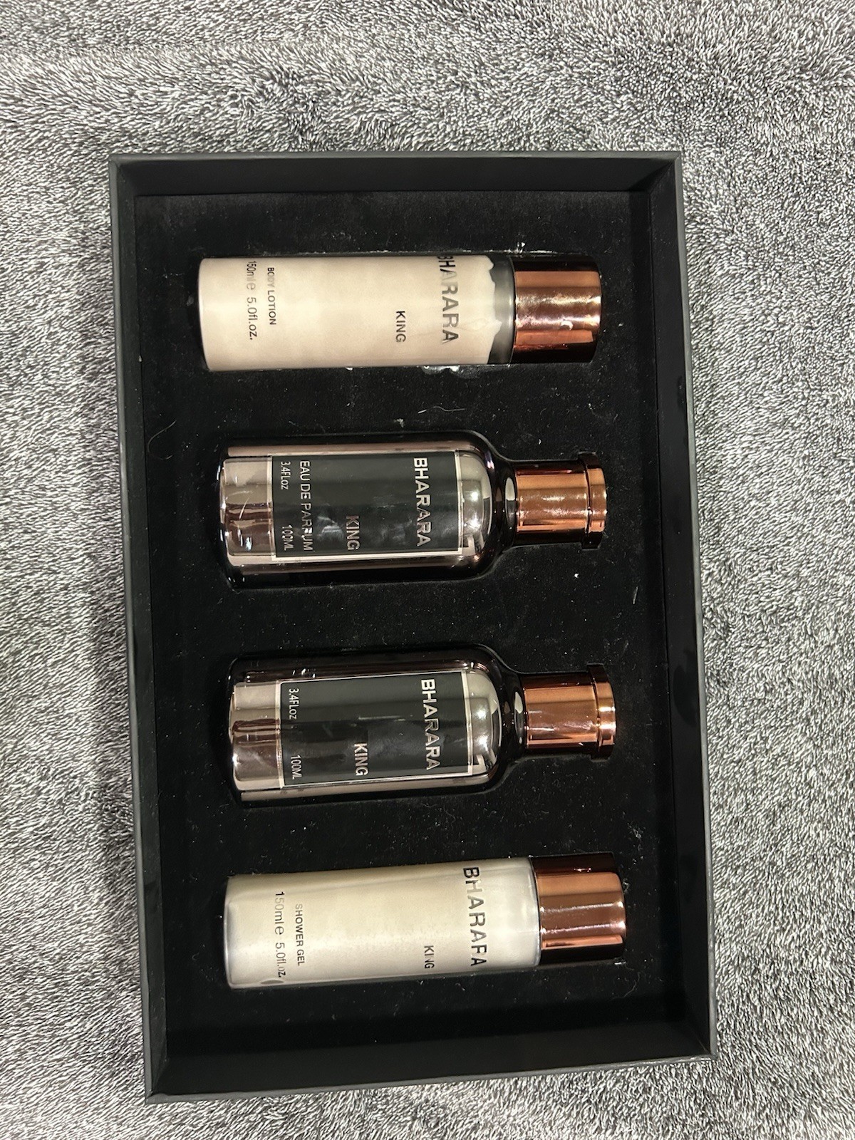 Bharara King Eau de Parfum Spray Gift Set 3.4 fl oz w/ Body Lotion & Gel