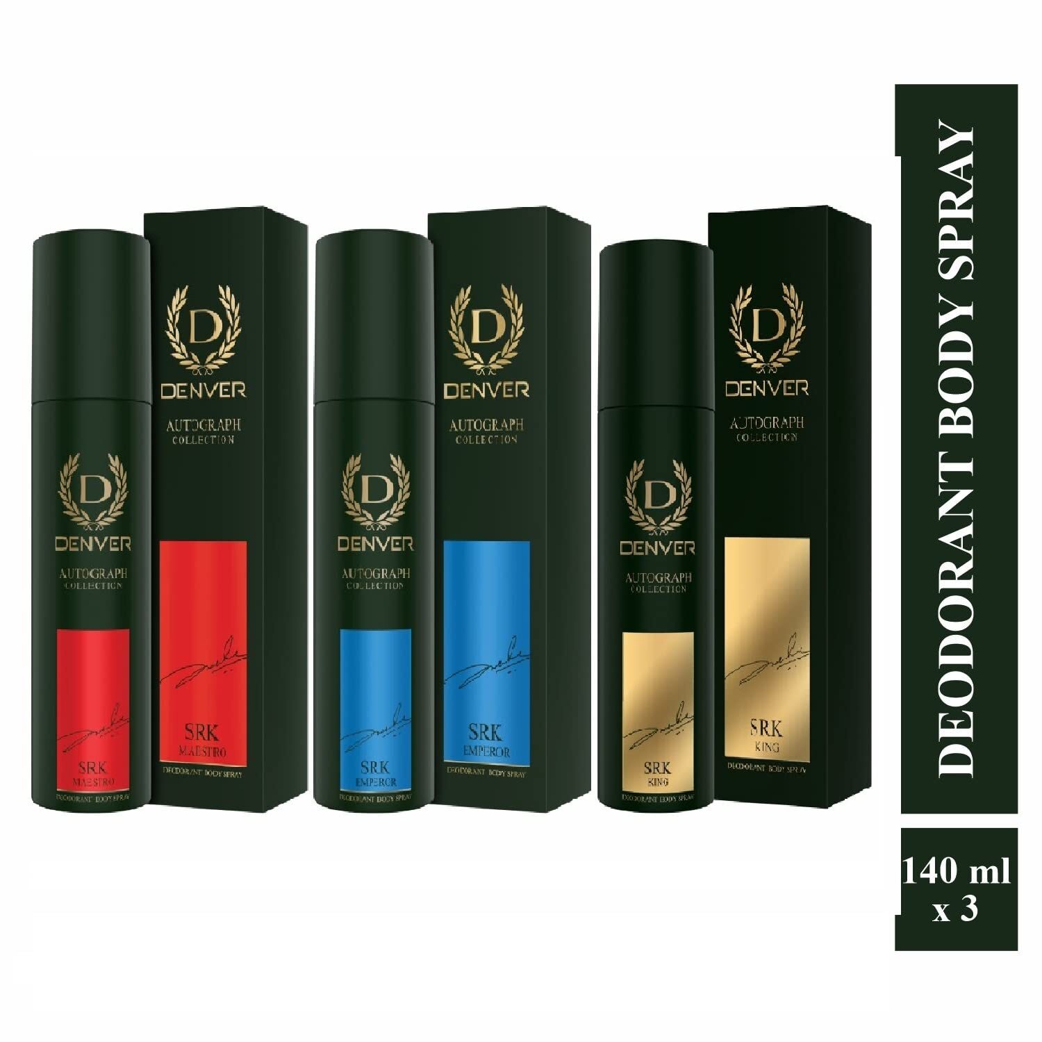 DENVER SRK King, Emperor & Maestro Autograph Collection Deodorant Combo of 3