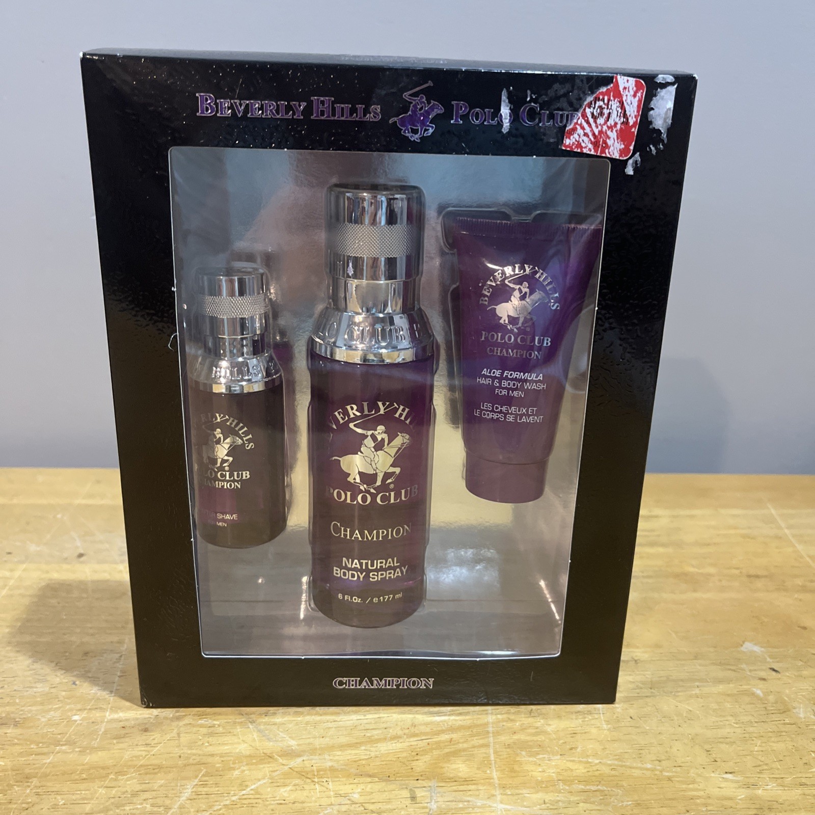 Beverly Hills Polo Club Men CHAMPION 3-Piece Set Body Spray After Shave Wash