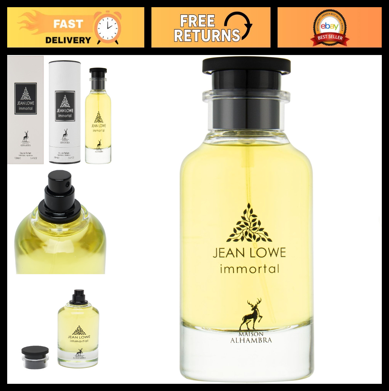Men’s 3.4 oz EDP Spray – Jean Lowe Immortel Fragrance, Long-lasting Scent, Eau d