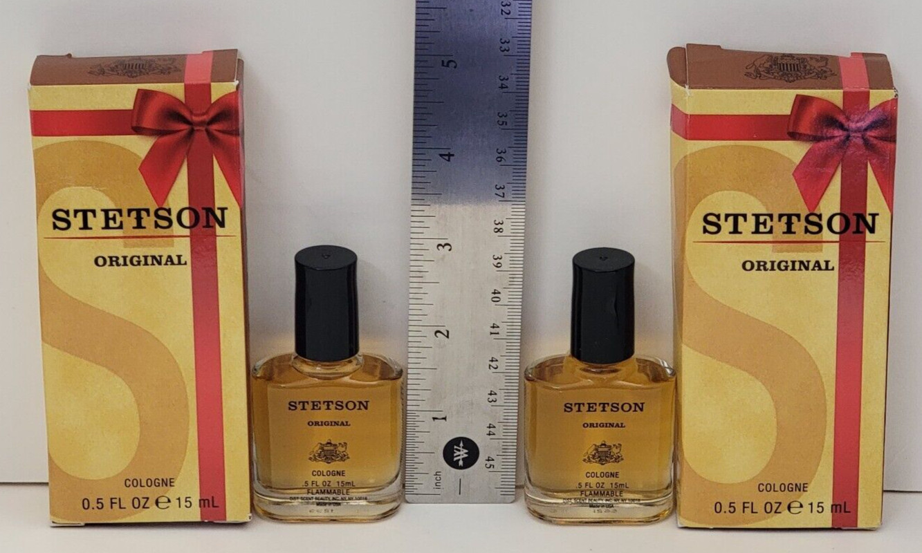 2 pk STETSON ORIGINAL COLOGNE 0.5 FL OZ / 15 ml each (Refillable Screw Top)