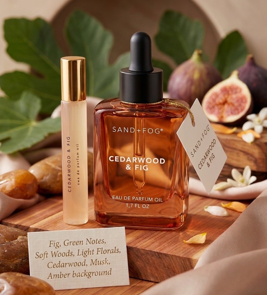 Sand + Fog Cedarwood & Fig Eau de Parfum Oil (1.7 oz) & Rollerball