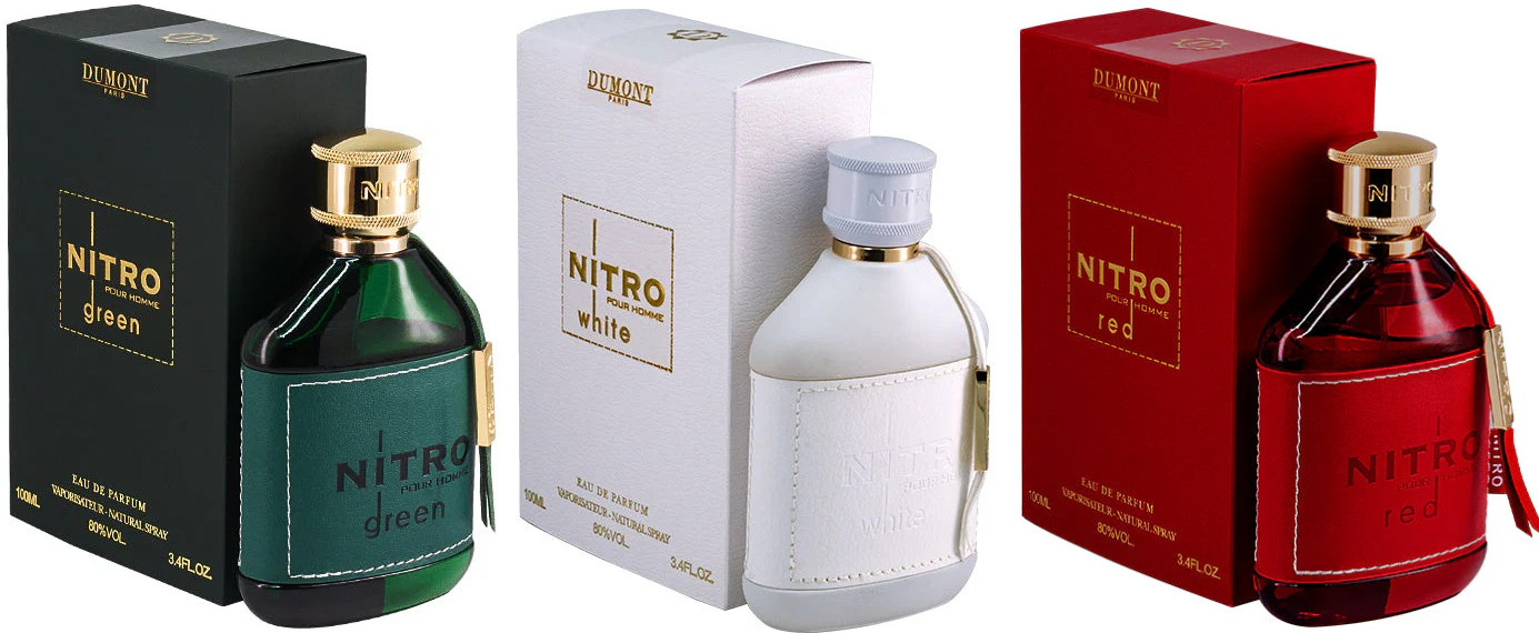 Dumont Nitro Green and Nitro White and Nitro Red Men Edp 3.4 oz 3 Pcs Pack