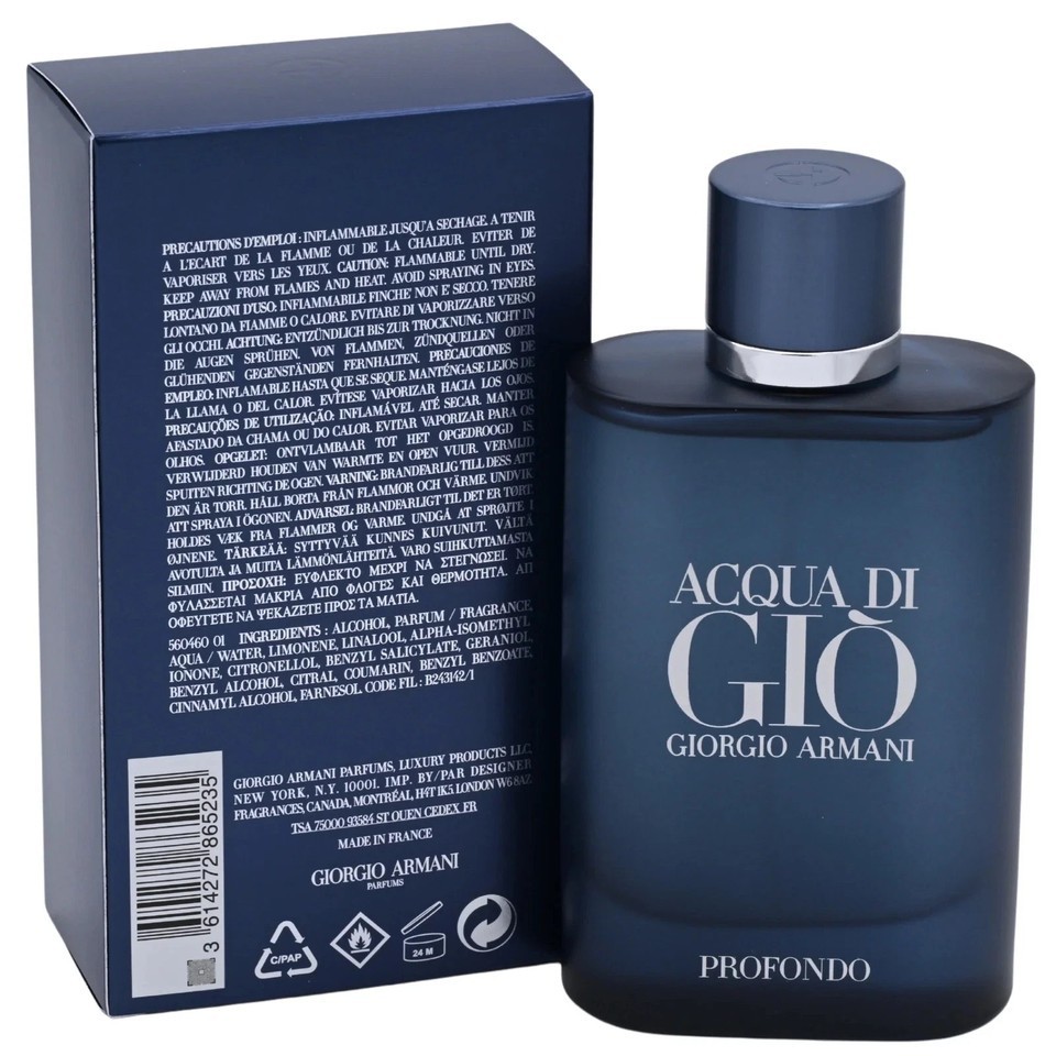 Acqua Di Gio Profondo by Giorgio Armani Cologne for Men EDP 3.4 fl oz New In Box