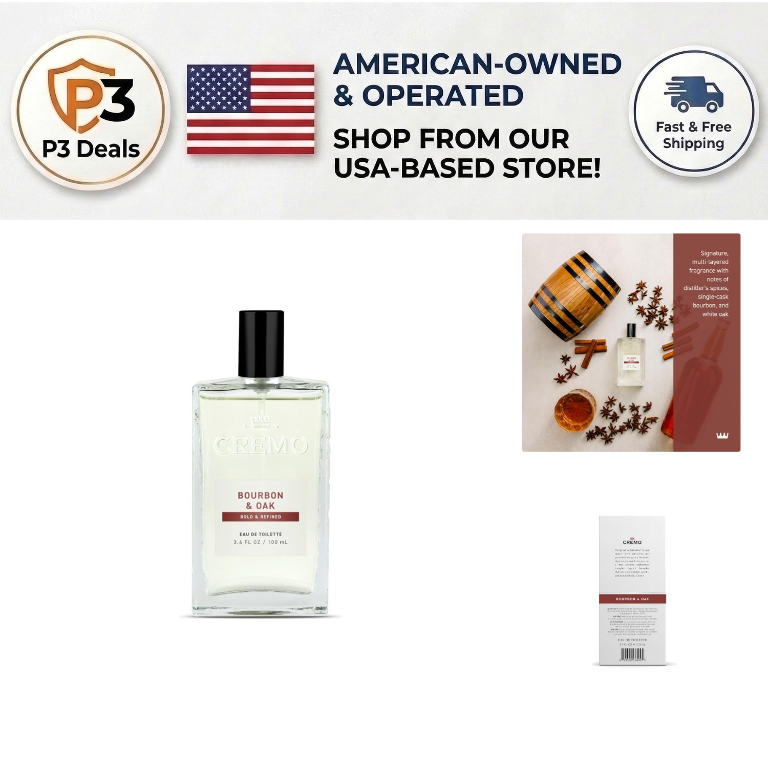 3.4 Oz Bourbon & Oak Cologne Spray – Distiller’s Spice & Fine Bourbon Notes