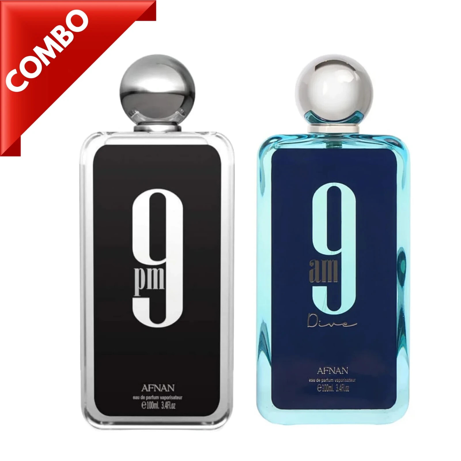 Afnan 9 PM & 9 AM Dive Men’s EDT Combo 3.4 oz Each | New & Sealed Fragrances