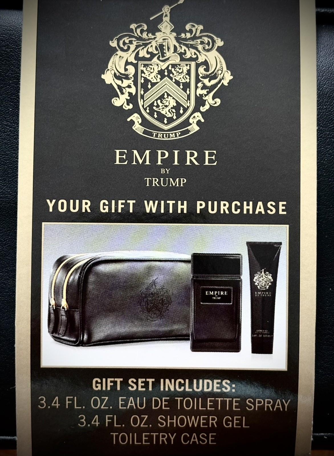 Rare Trump EMPIRE Gift Set 3 Piece Men Cologne 3.4 oz EDT Shower Gel Bag BNIB