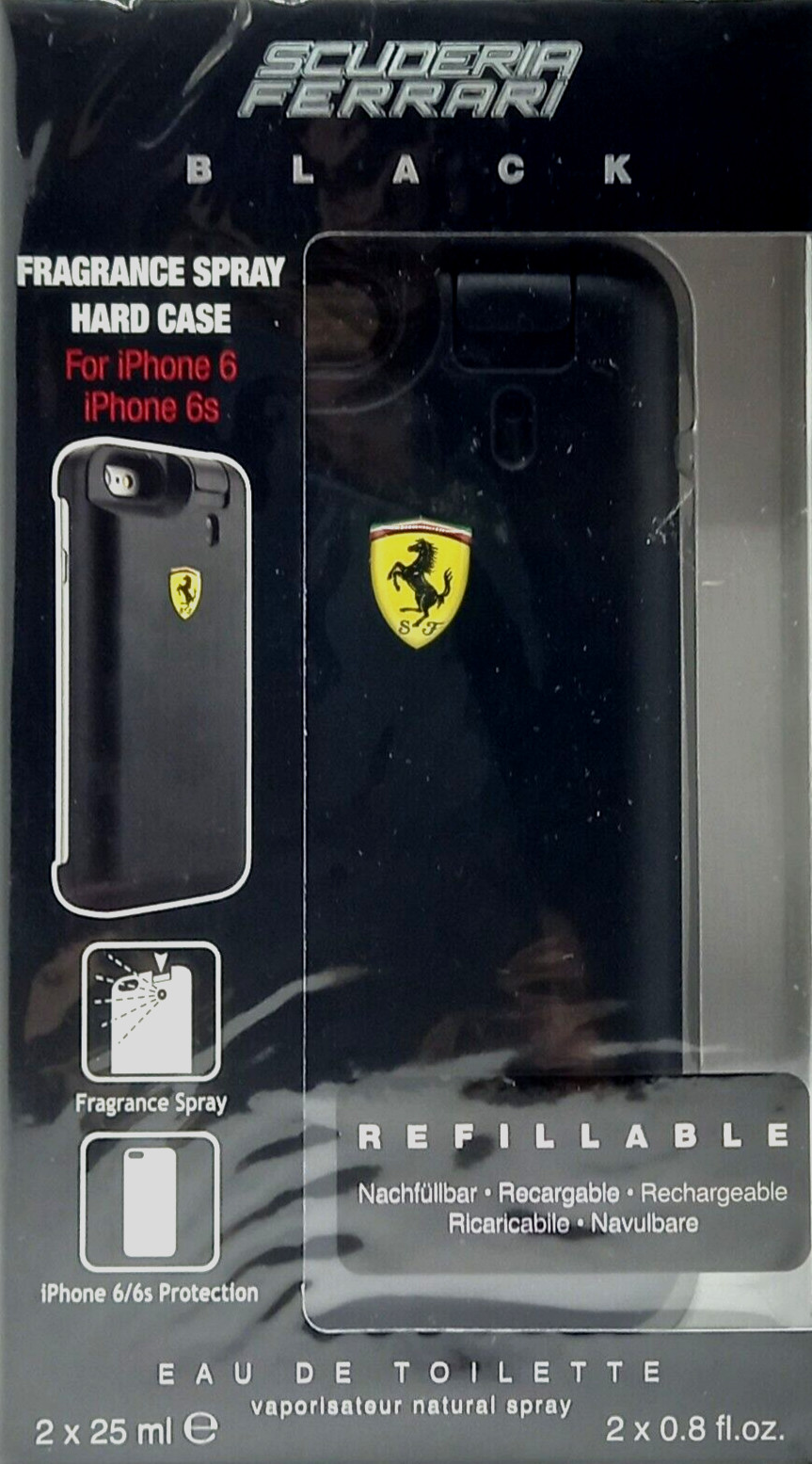 FERRARI SCUDERIA BLACK EAU DE TOILETTE SPRAY FOR MEN 0.8 Oz / 25 ml x 2 NEW!!!