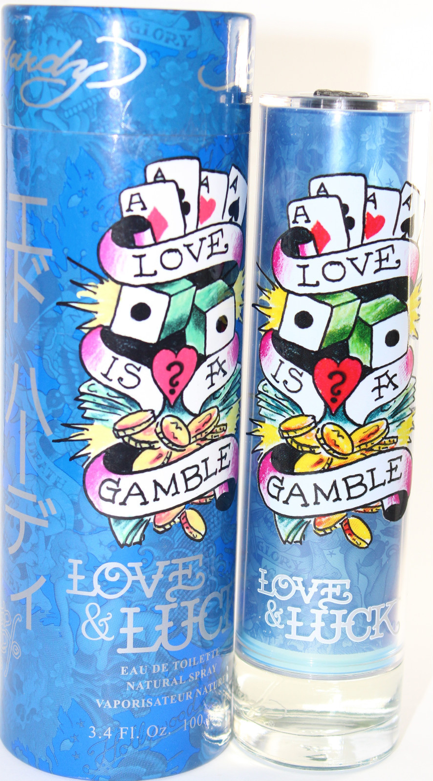 LOVE & LUCK 3.4 OZ EDT SPARY FOR MEN NEW IN A BOX BY ED HARDY