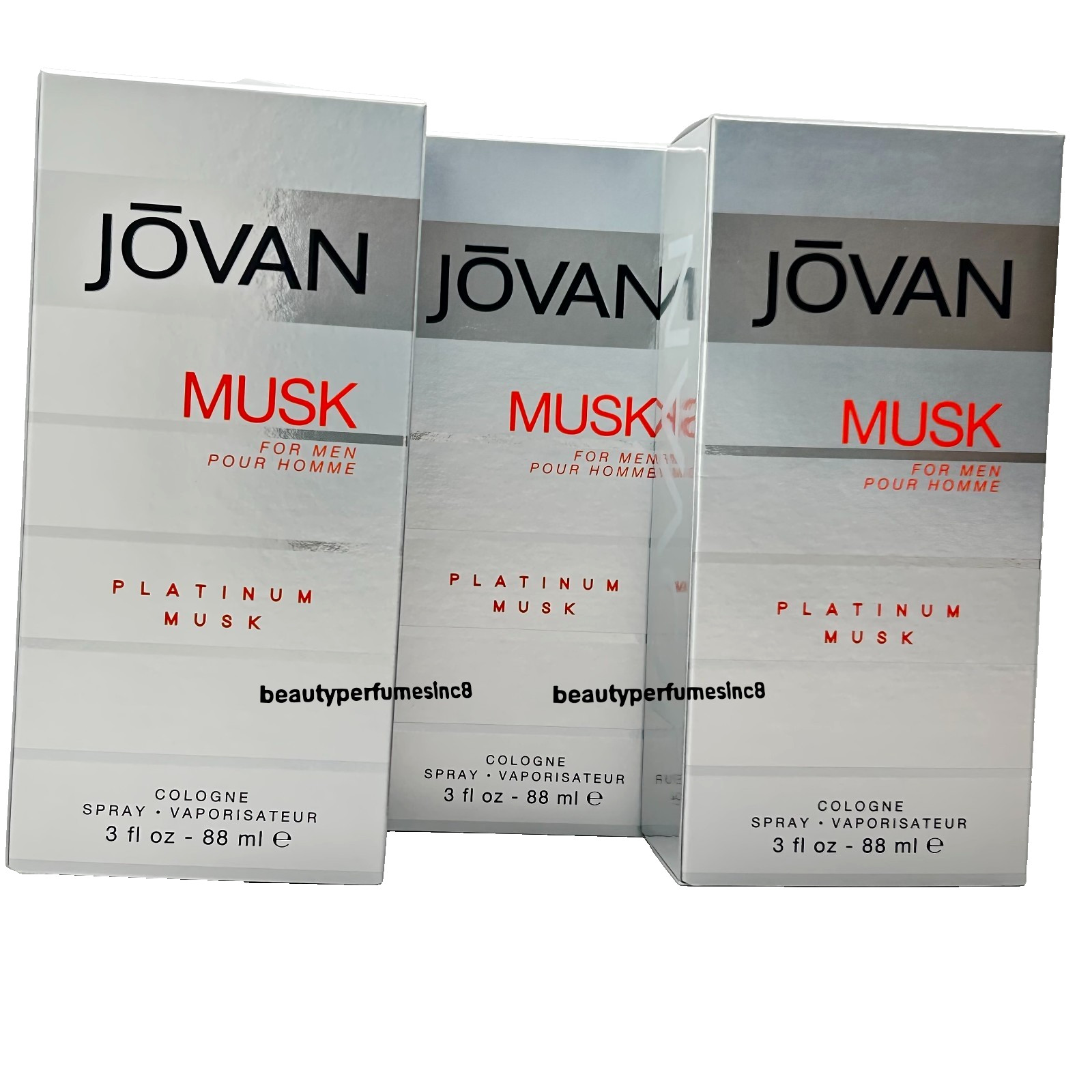 Lot of 3 – JOVAN PLATINUM MUSK by Coty For Men 3.0 oz 88 ml Cologne EDC Spray