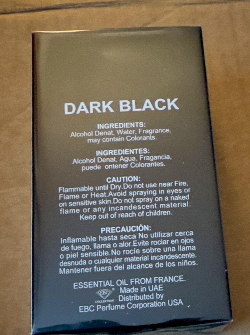 EBC Dark Black Eau de Toilette EDT Spray Regular Size 3.4 fl oz / 100ml