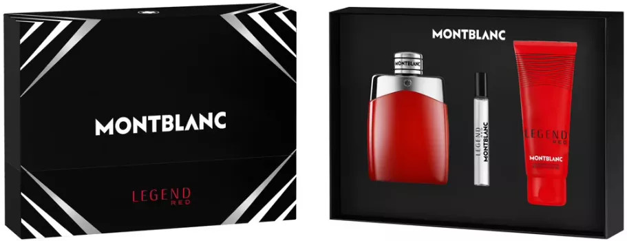 Mont Blanc Legend Red Set 3.3oz EDP Spray + .25oz EDP Mini + 3.3oz Shower Gel