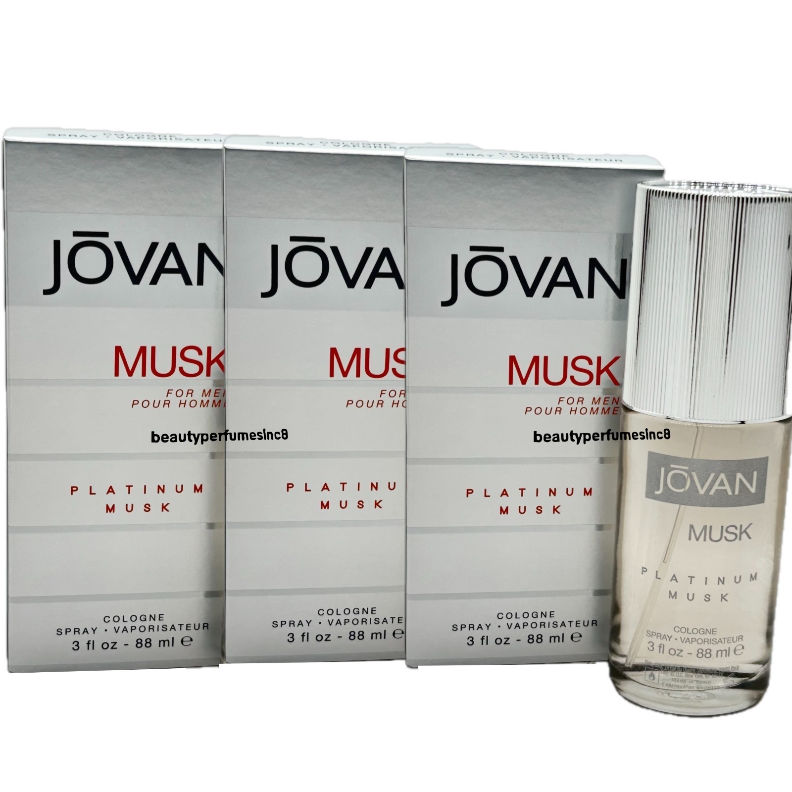 Lot of 3 – JOVAN PLATINUM MUSK by Coty For Men 3.0 oz 88 ml Cologne EDC Spray