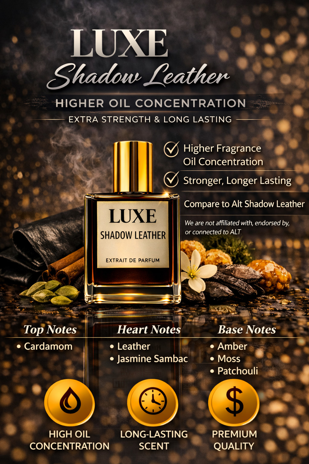 Stronger Version of ALT Shadow Leather | 3.4 Oz / 100mL Longest Lasting Version