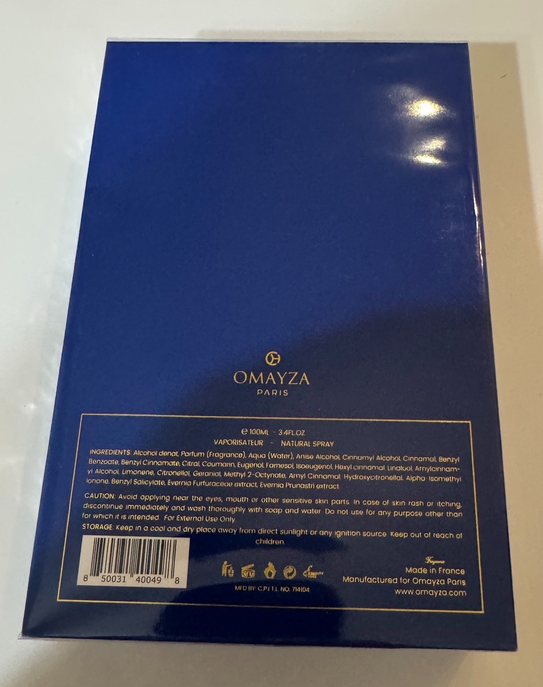 Omayza Paris Bleu Intenso 3.4oz men’s EDP Fragrance New in SEALED Box
