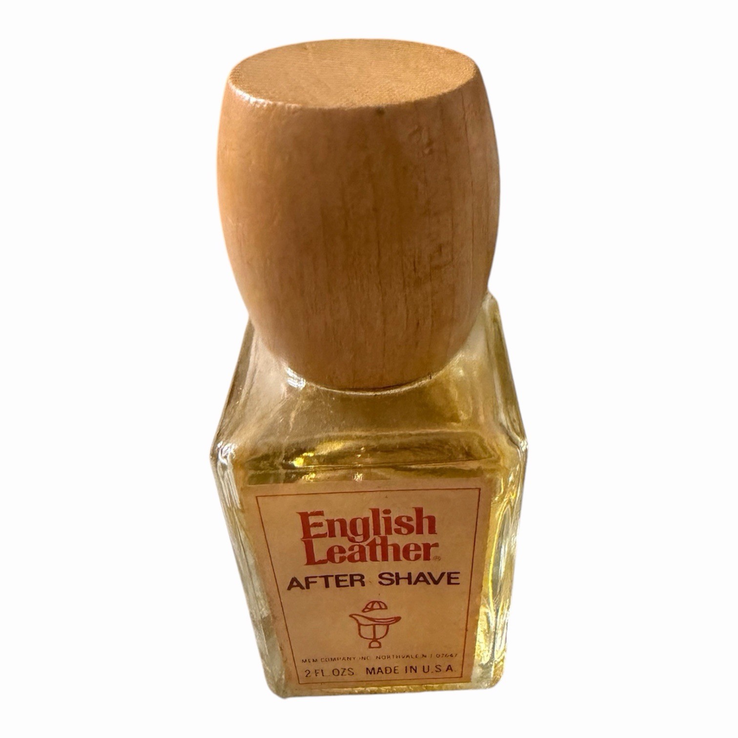 English Leather After Shave 2oz New Old Stock Vintage Wood Top See Fill Line
