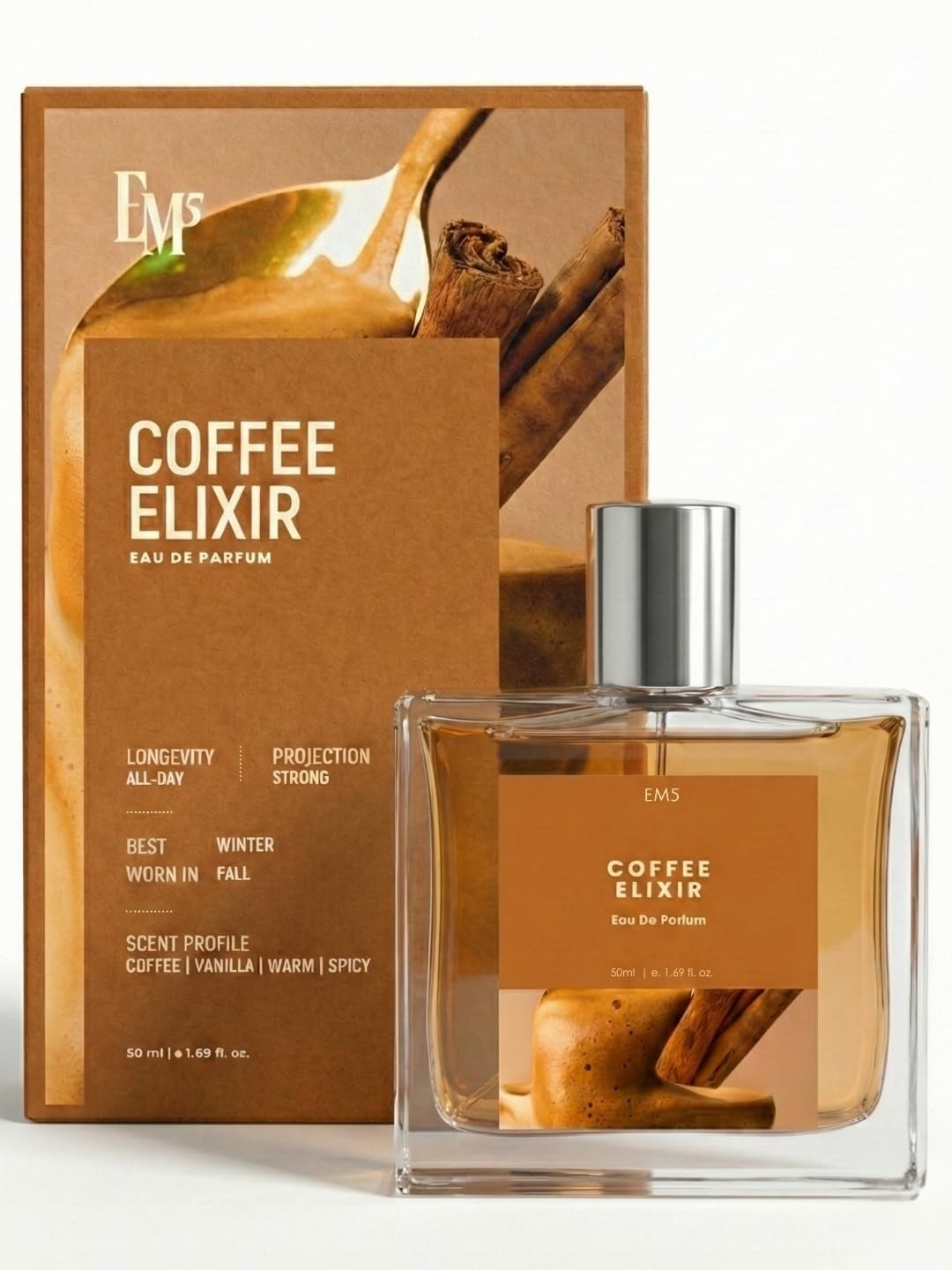 EM5 Coffee Elixir Unisex Perfume Warm Coffee Spicy Vanilla Fragrance
