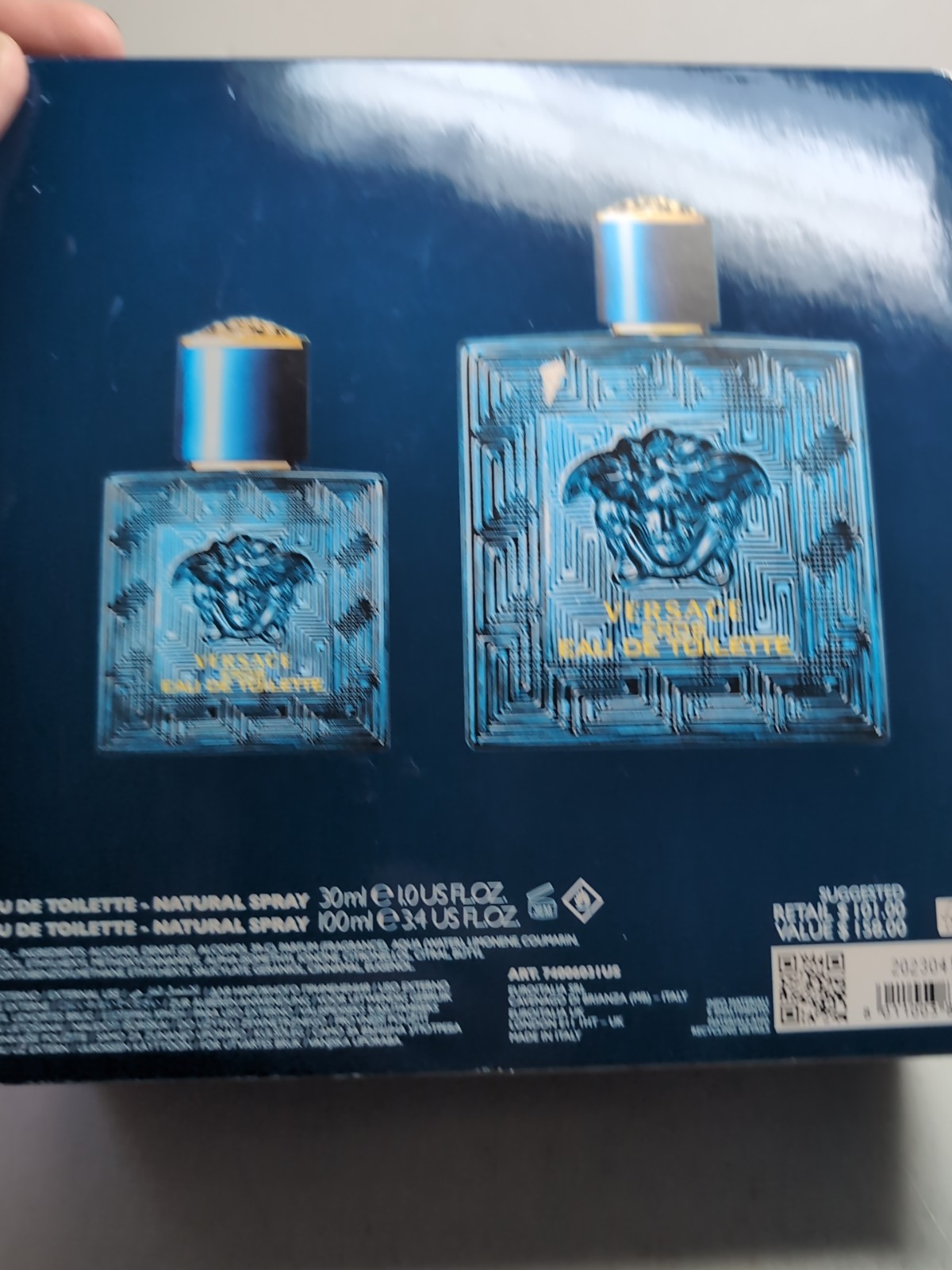 NIB-Versace Eros Mens Fragrance Cologne 3.4oz + Small Parfum 1oz Box Set