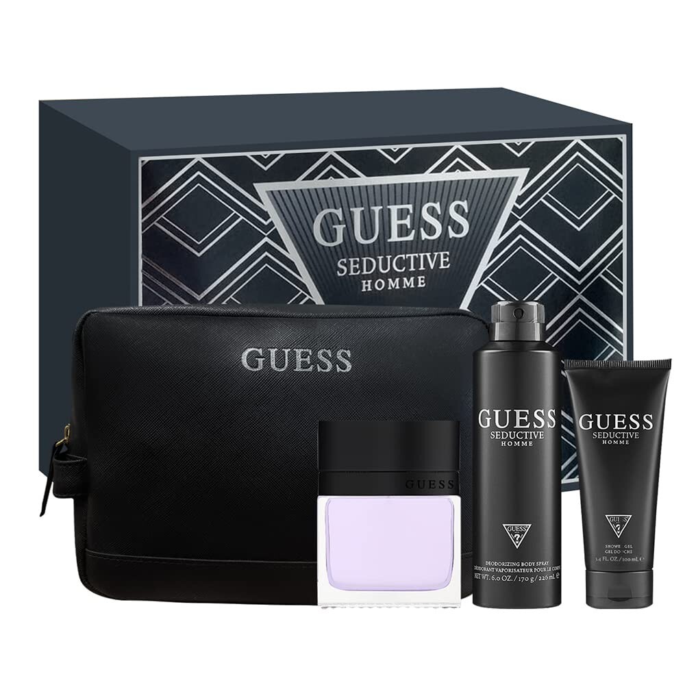 GUESS SEDUCTIVE HOMME Cologne for Men 4 pc SET 3.4 oz EDT Spray + SHOWER GEL BAG