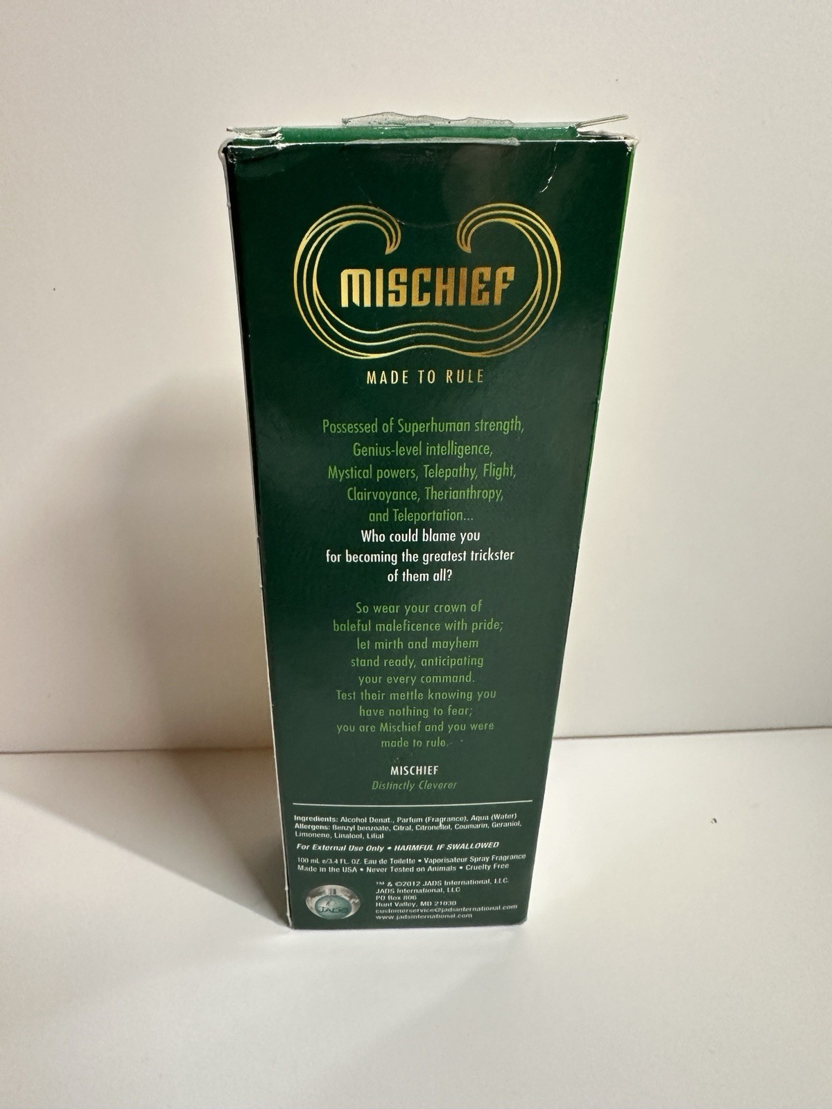 Loki Spray Cologne God Of Mischief Made To Rule 100ml Marvel Comics New In Box
