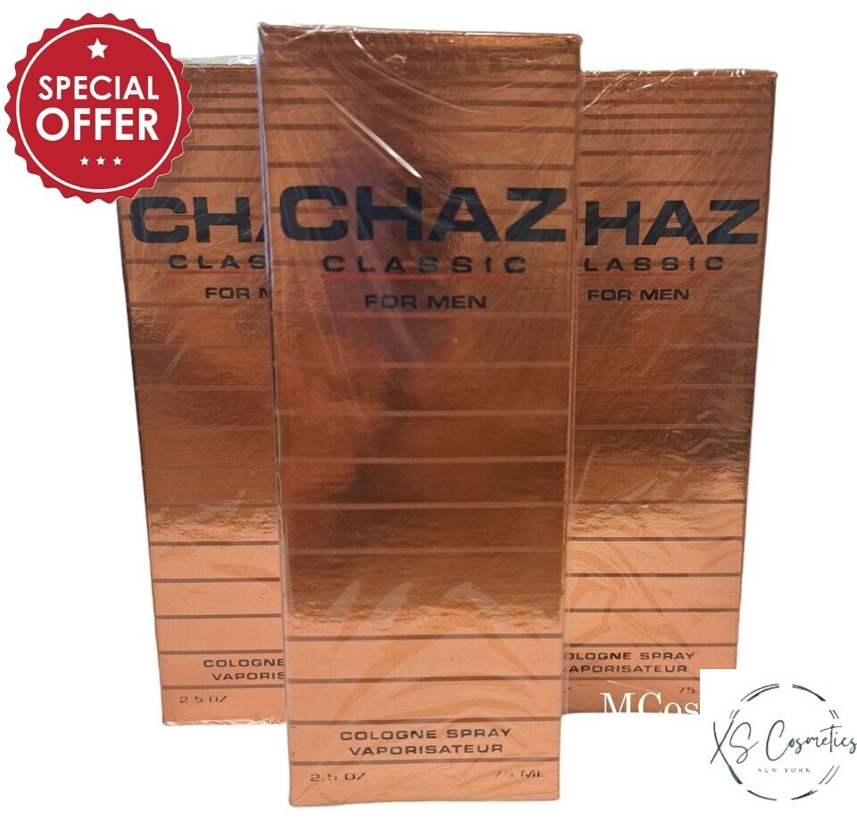 CHAZ CLASSIC FOR MEN 👌LOT OF 3👌COLOGNE SPRAY – 2.5 OZ EACH – NEW IN BOXES