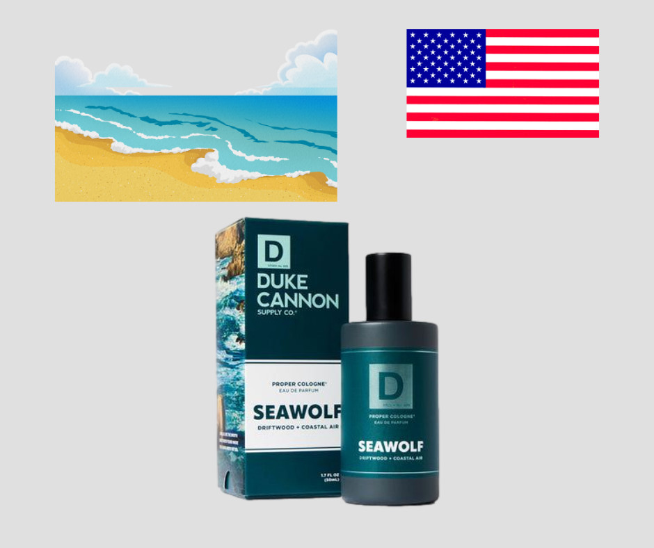 Duke Cannon Sea Wolf Proper Cologne 1.7oz Mens Coastal Air Benefits US Vets