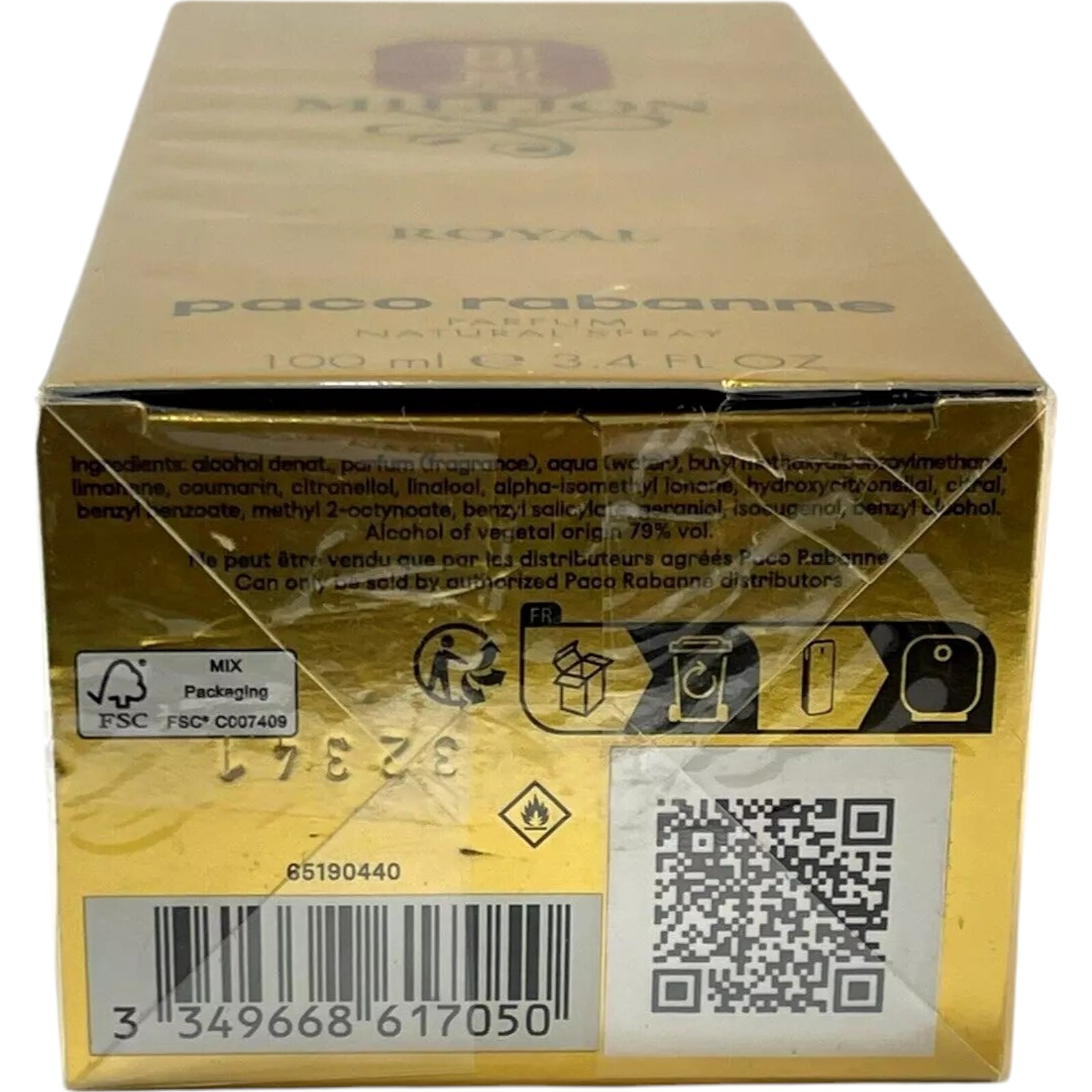 1 Million Royal by Paco Rabanne 3.4 oz (100ml) Parfum Spray for Men New Sealed