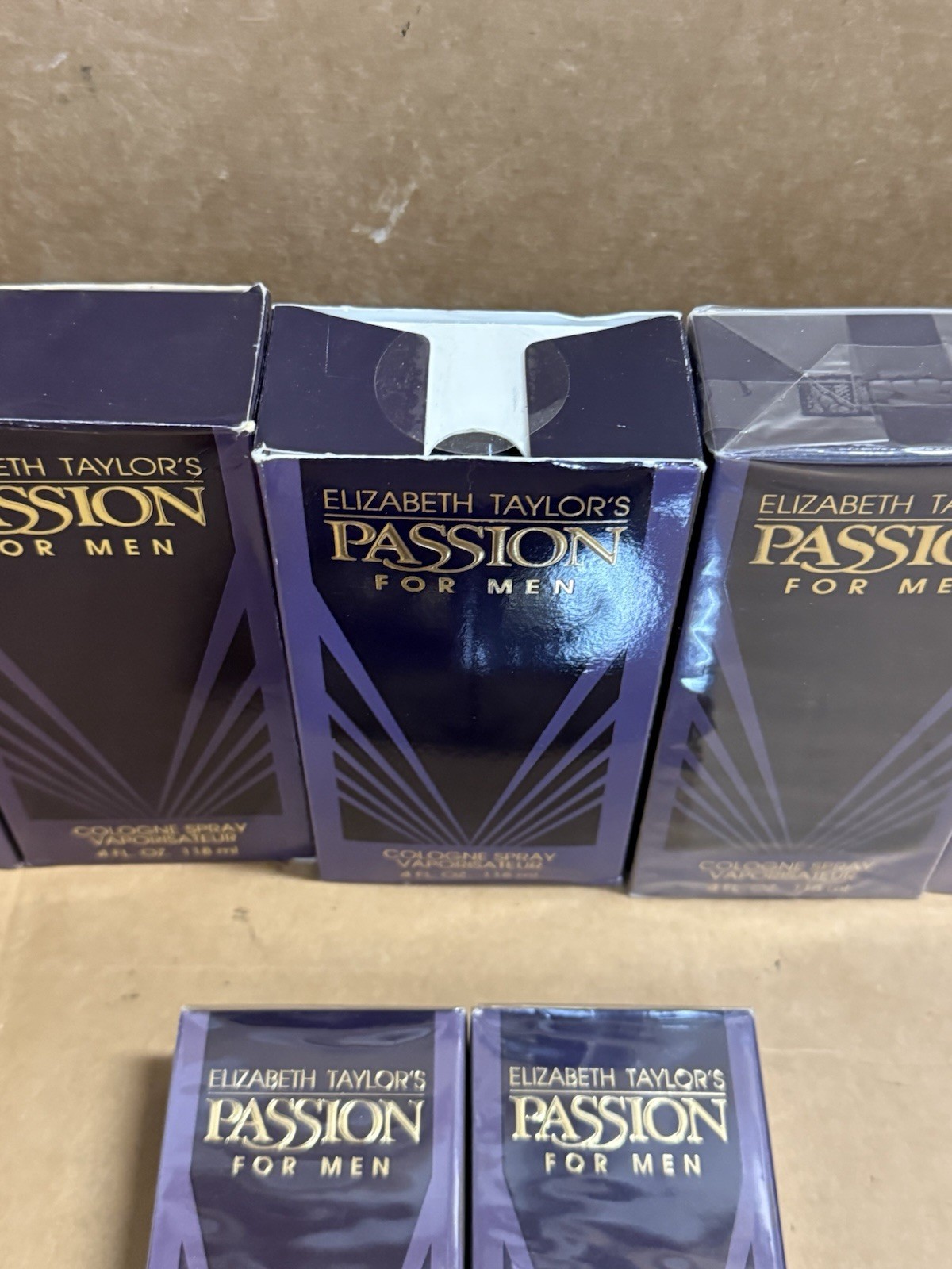 LARGE LOT 7 PASSION FOR MEN (5) 4oz & (2) 2oz COLOGNE ELIZABETH TAYLOR VINTAGE