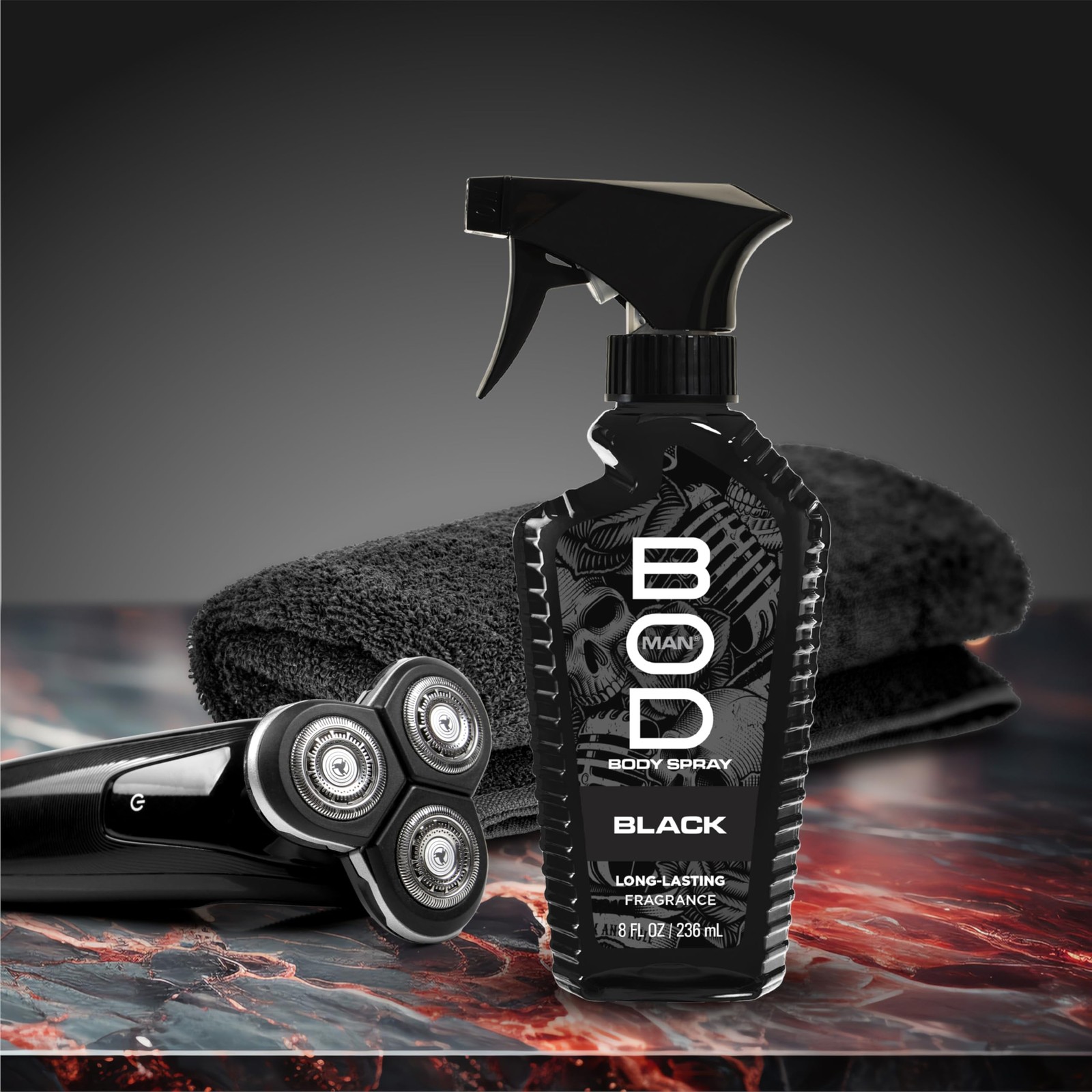 BOD man Fragrance Body Spray, Black, 8 fl oz (Pack 8 Fl Oz of 2), Clear