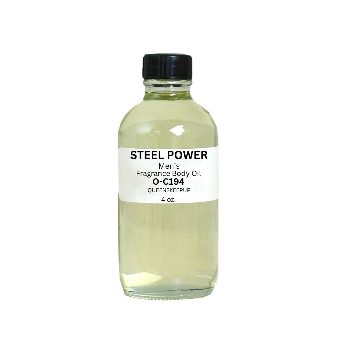 Steel Power (Men) Body Oil Fragrance 4 oz Glass Bottle All Natural Scent