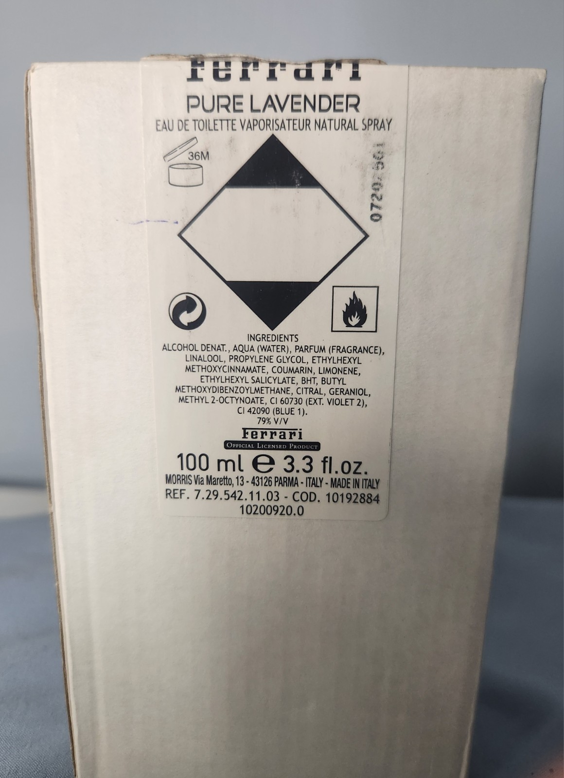 Ferrari PURE LAVENDER edt 3.3/100ml- NEW IN BOX TESTER OF DISCONTINUED FRAGRANCE