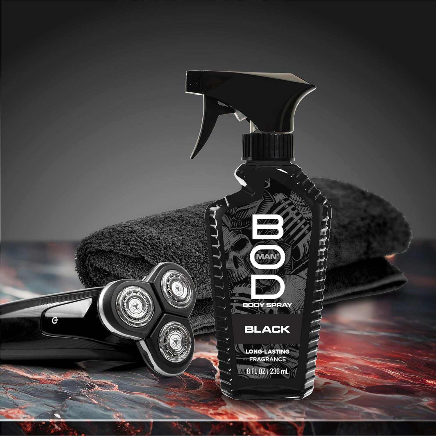 BOD Man Black Body Spray for Men – Long Lasting Masculine Fragrance 8oz pck of 2