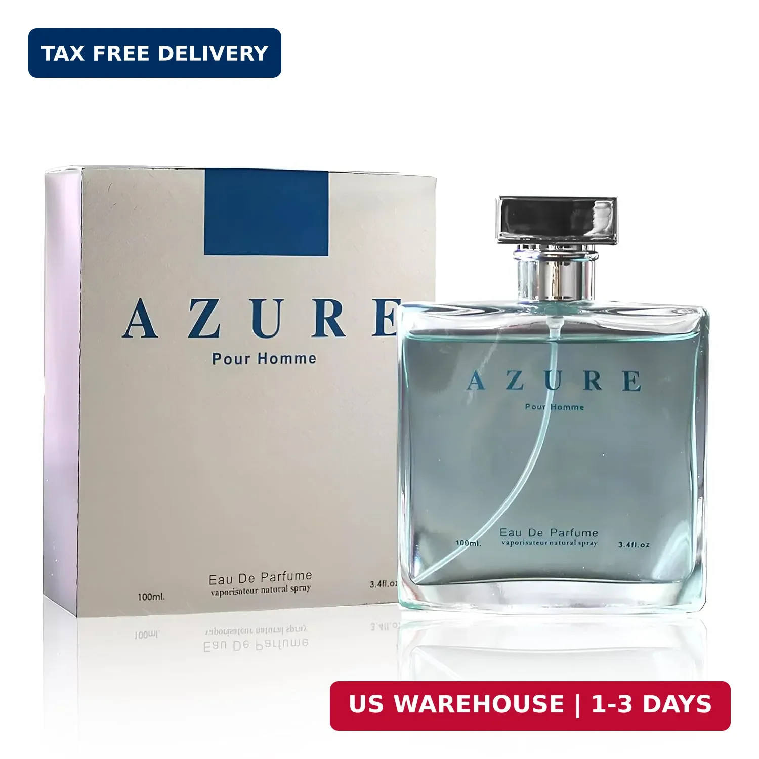 A CENTER Azure Pour Homme Cologne for Men/Eau de Parfum Natural Spray 3.4 Fl Oz
