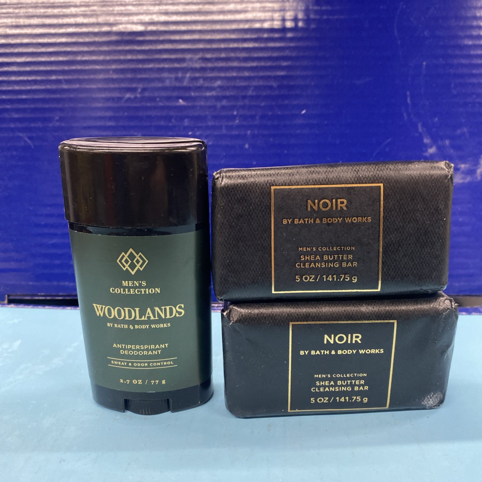 Set Of 3 Bath & Body Works Woodlands Deodorant +2 Noir Shea Butter 5 Oz Damaged
