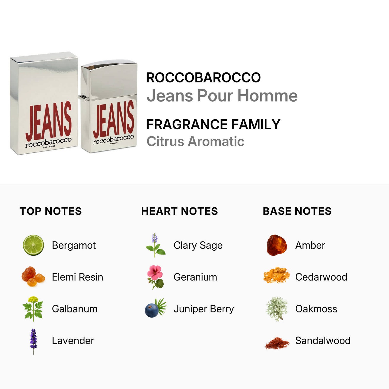 Roccobarocco Men’s Jeans Pour Homme EDT Spray 2.5 oz Fragrances 8011889093610