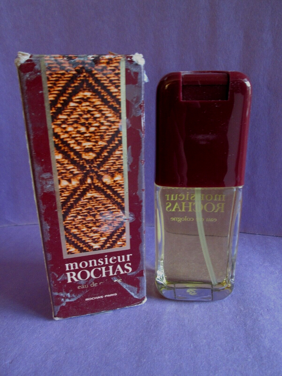 Monsieur Rochas Eau de Toilette Spray 1.7 oz 50 ml Vintage Very Worn Box