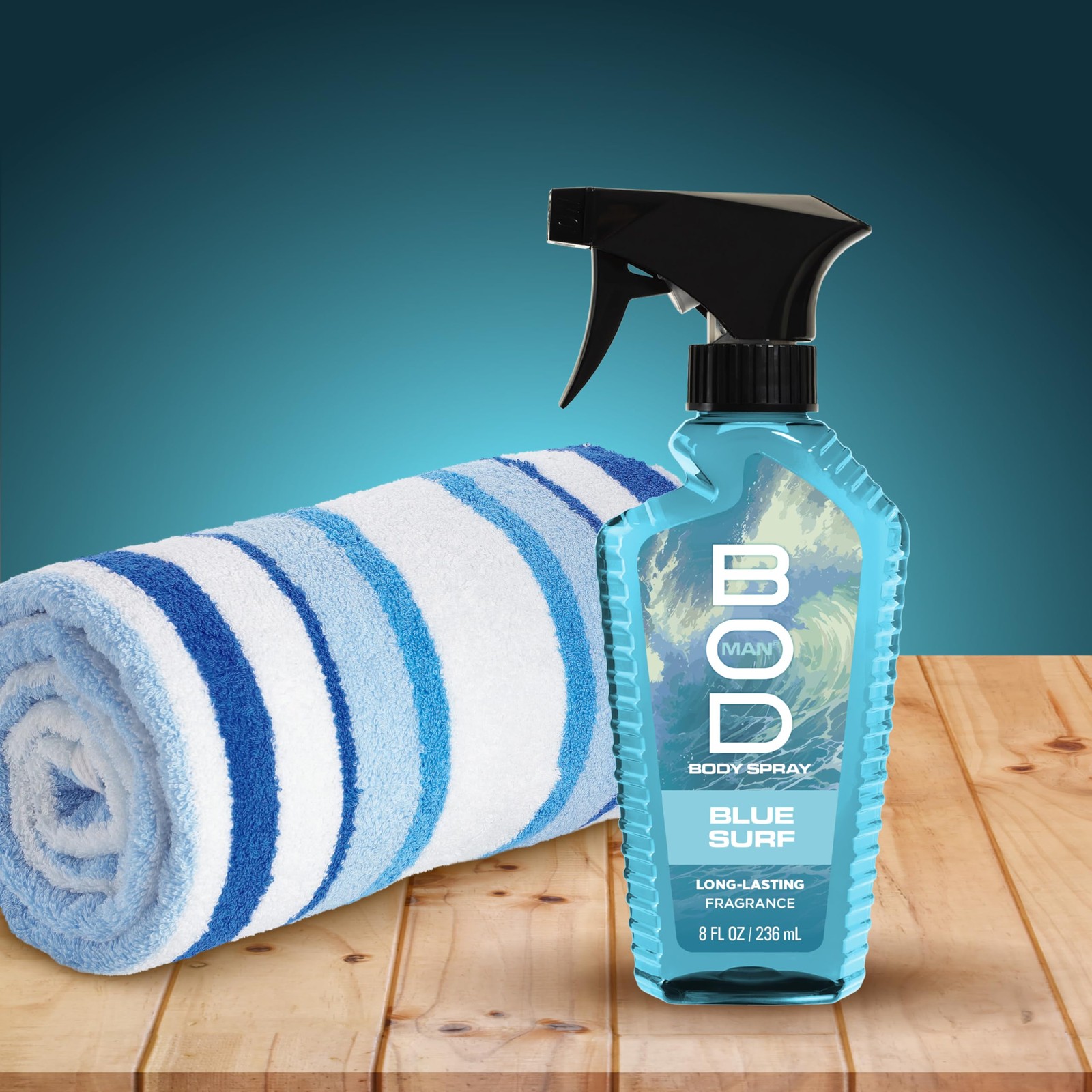 BOD man Fragrance Body Spray, Blue Surf, 8 fl oz 8 Ounce (Pack of 1), clean