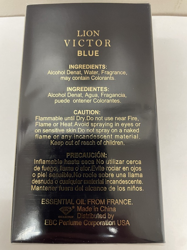 EBC Collection, Lion Victor BLUE Perfume for Men, 3.4oz/100ml