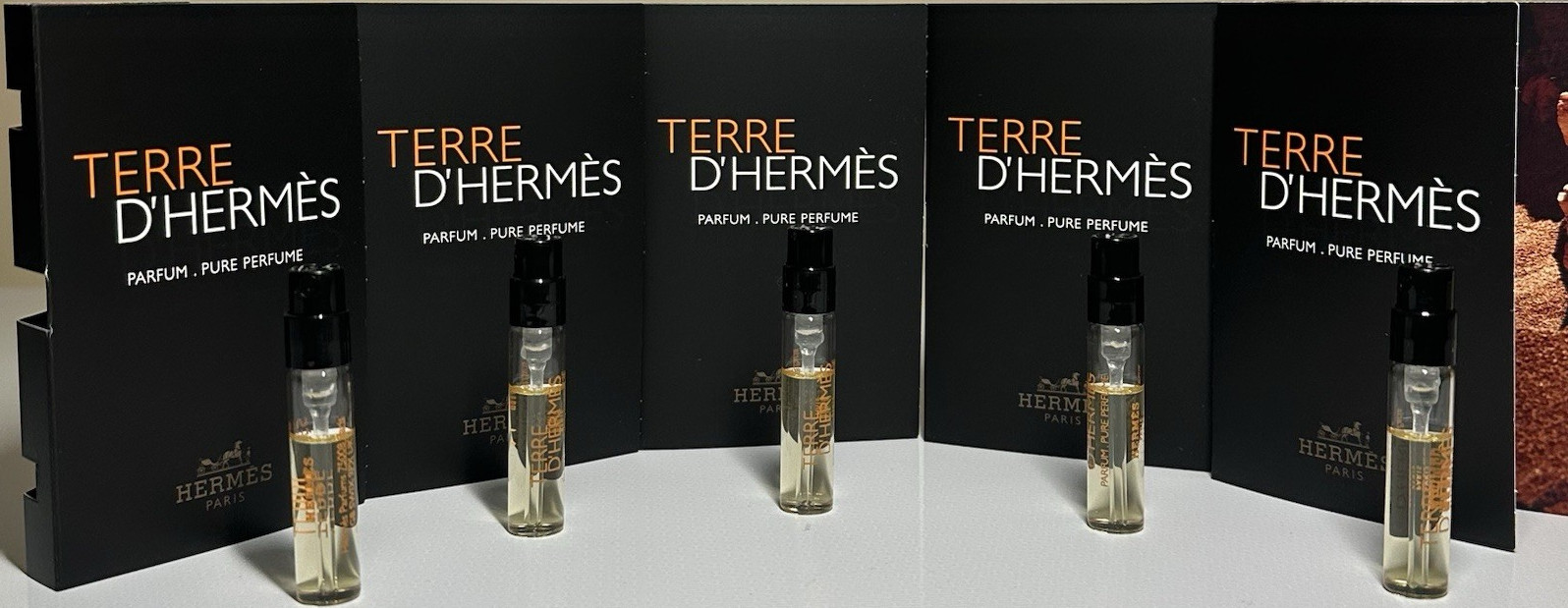 HERMÈS Terre d’Hermès Parfum Woody Sample Spray, 0.06 fl oz-2ml. Lot of 5 units