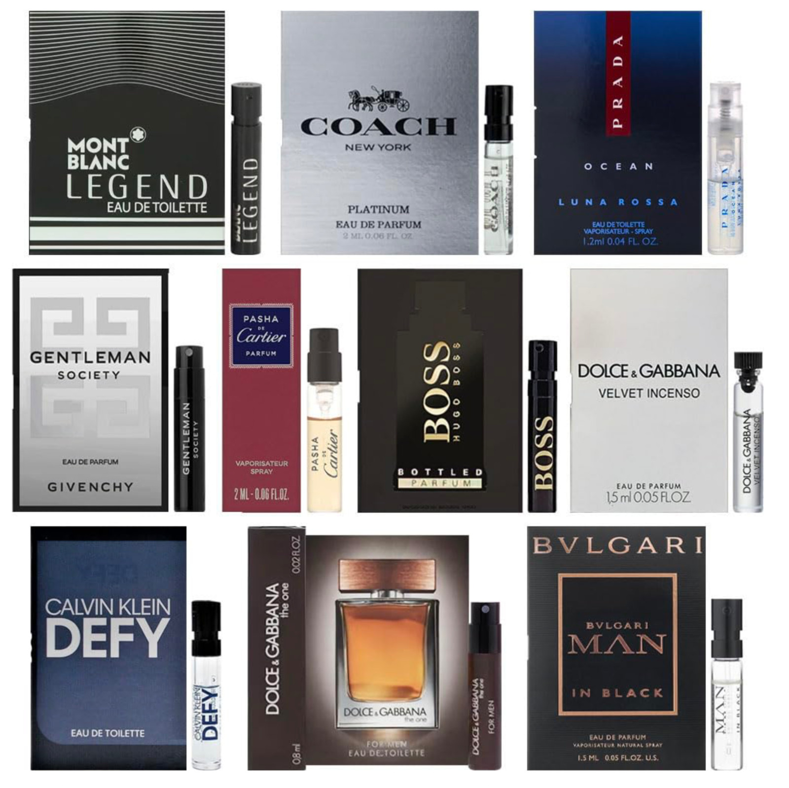 Men’s perfume sampler set – Designer perfume sample Lot x 10 assorted vials