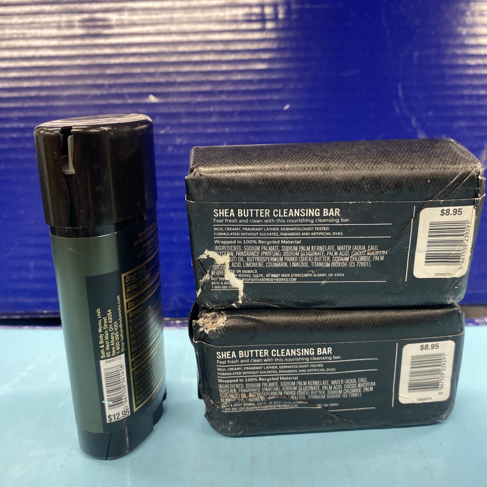Set Of 3 Bath & Body Works Woodlands Deodorant +2 Noir Shea Butter 5 Oz Damaged