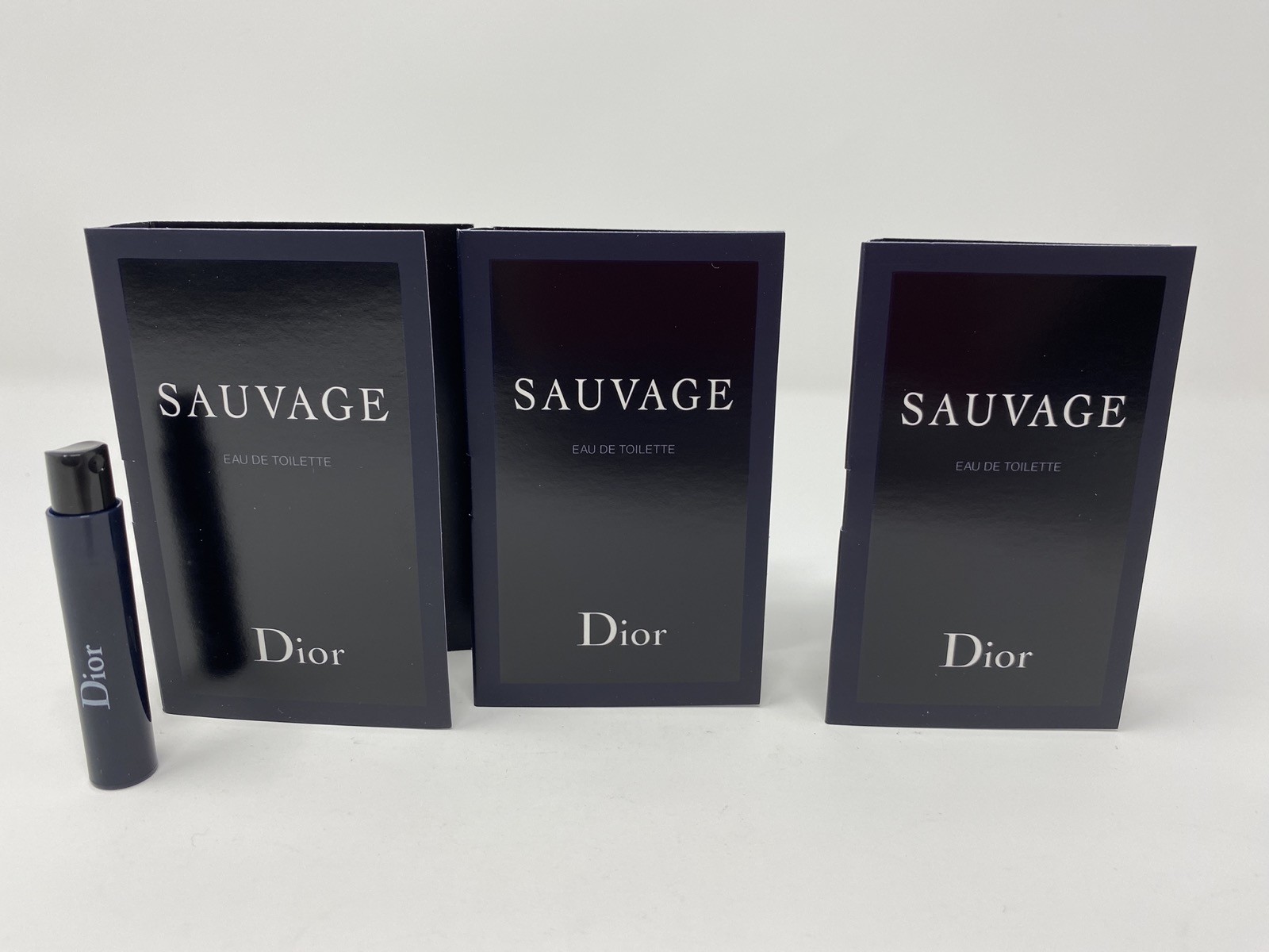 3 Christian Dior Sauvage Man EDT .03oz spray vials with cards  NEW