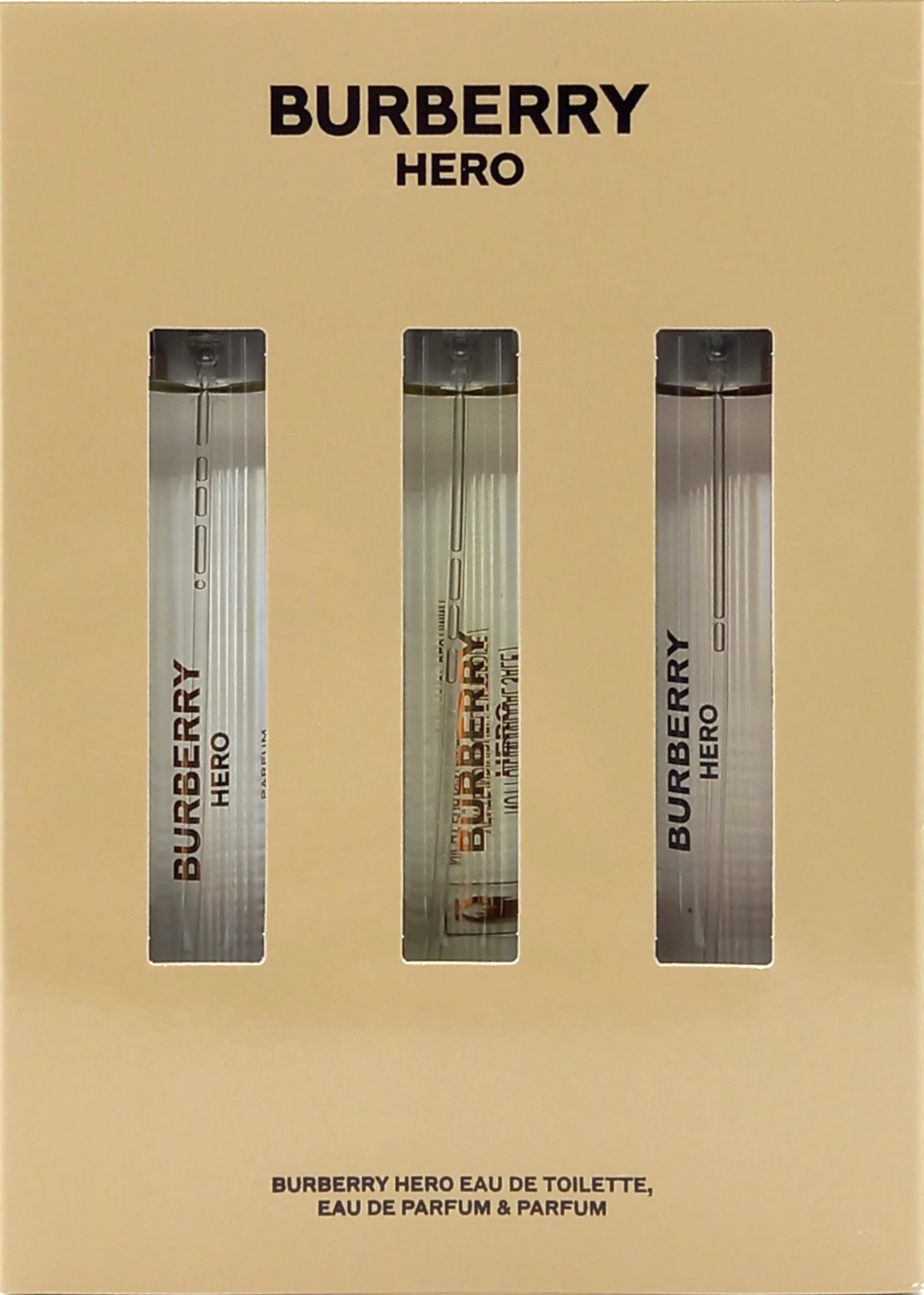 BURBERRY HERO 3 PCS TRAVEL GIFT SET FOR MEN EDT, EDP, PARFUM PEN 0.33 Oz Each!!!