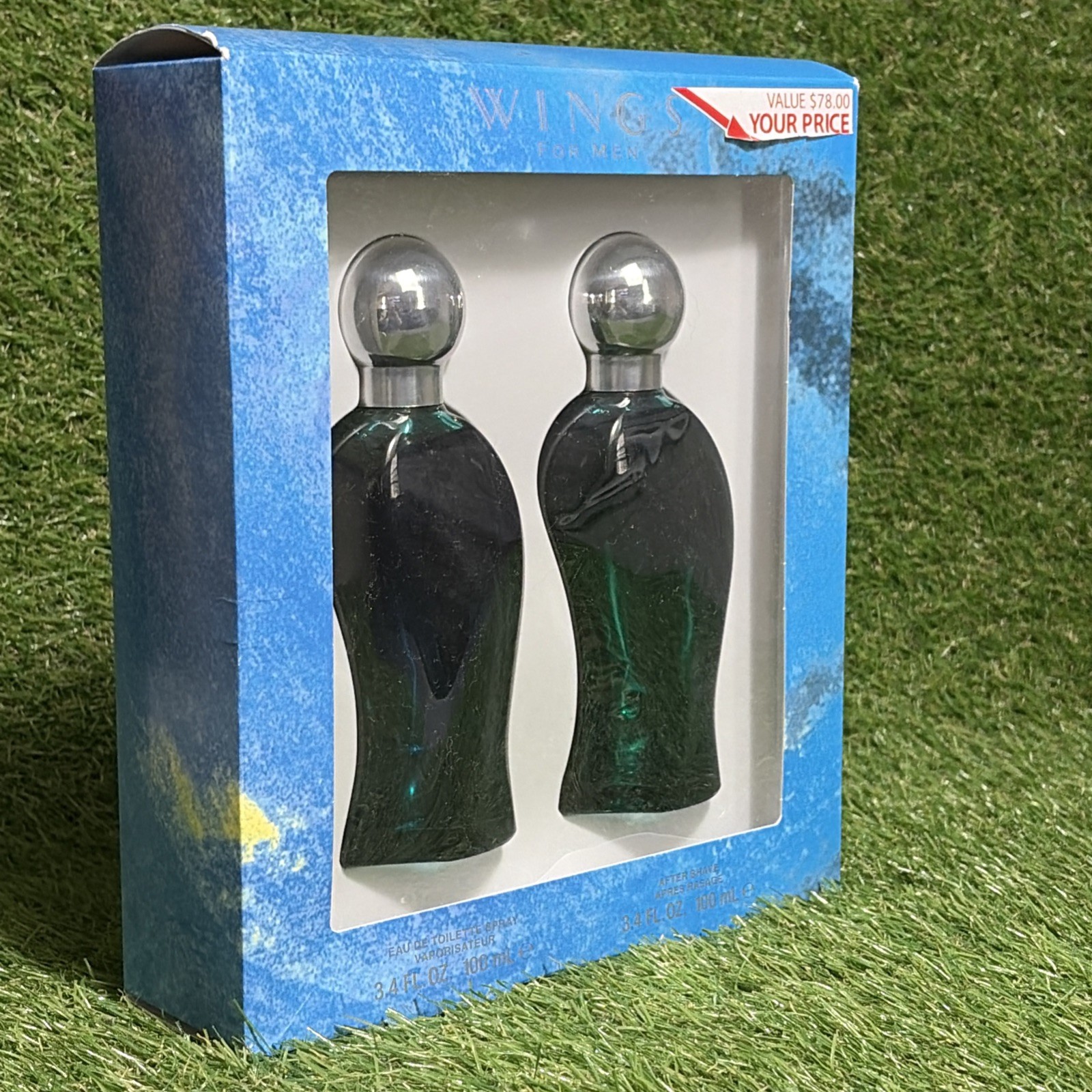 WINGS GIFT SET MEN EAU DE TOILETTE SPRAY 3.4 OZ & AFTER SHAVE 3.4 OZ NWB