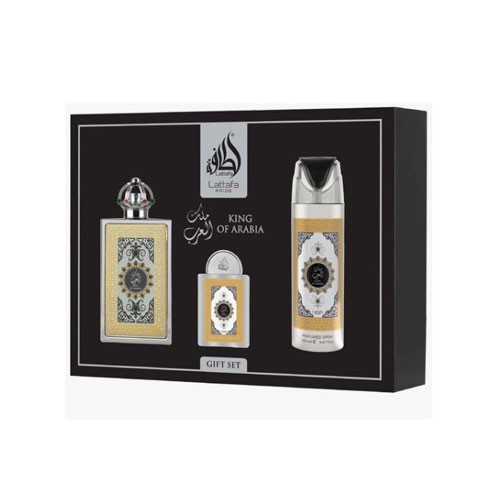 Lattafa Pride King Of Arabia Eau De Parfum 3.4 Oz & Body Spray 3 Pcs Set For Men