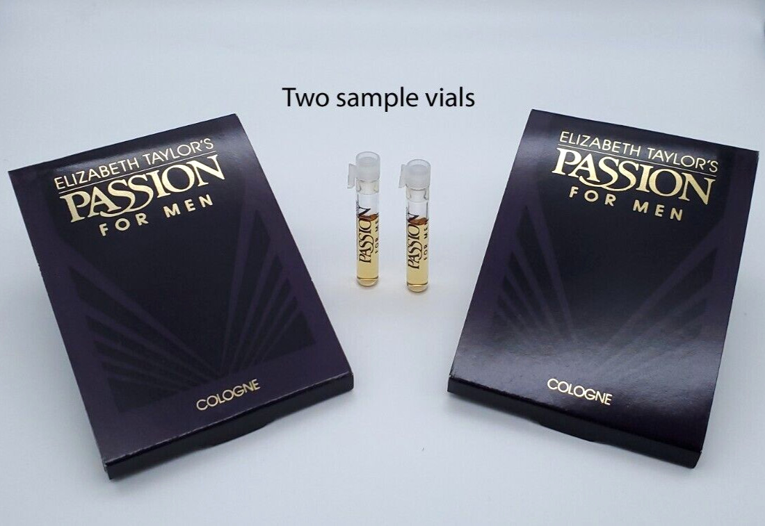 Passion for Men by Elizabeth Taylor Lot of 2 Sample Vials .03 Fl Oz Cologne