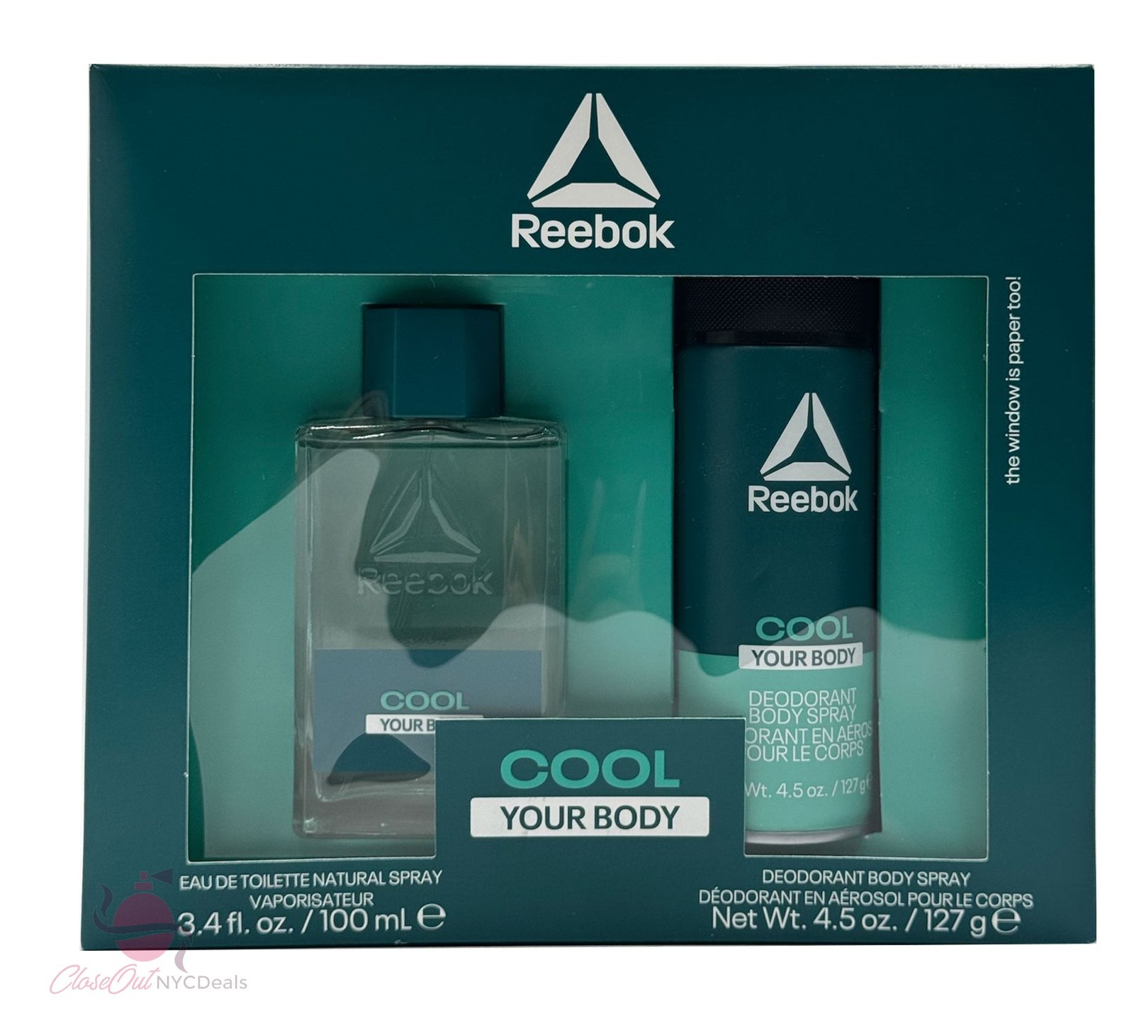 Reebok Cool Your Body for Men 2 Pcs Set- 3.4 oz EDT Spray+4.5 oz Body Spray