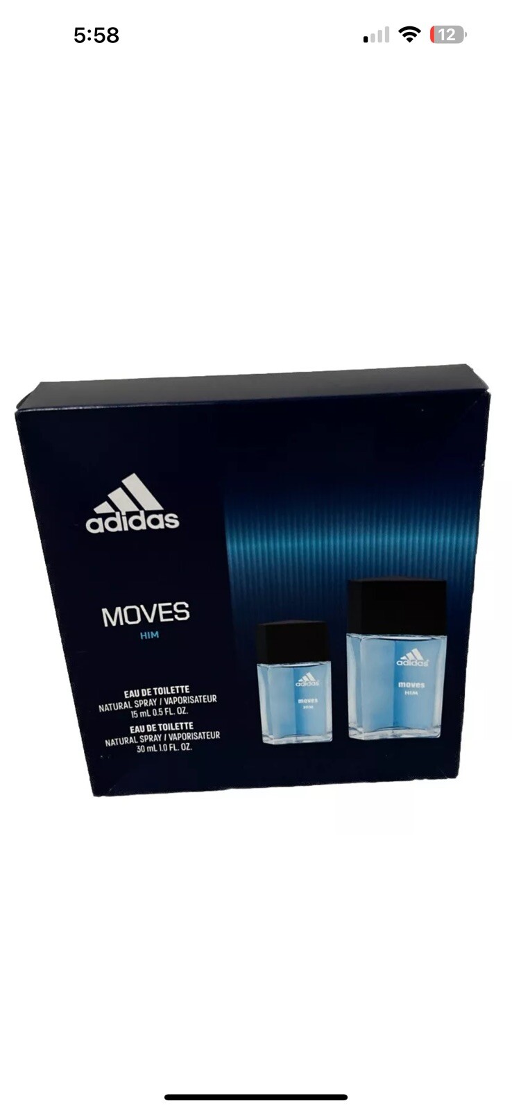 Brand New ADIDAS MOVES HIM GIFT SET – 2 EAU DE TOILETTE SPRAY 1 Oz and .5 Oz.